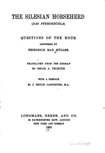Cover for The Silesian Horseherd (Das Pferdebürla): Questions of the Hour Answered