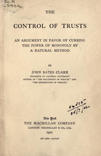 Cover for The control of trusts