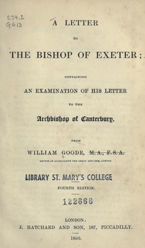 Cover for letter to the Bishop of Exeter