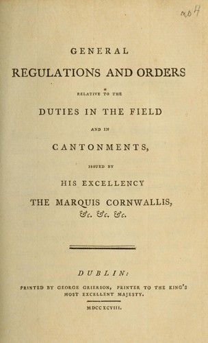 Cover for General regulations and orders relative to the duties in the field and in cantonments