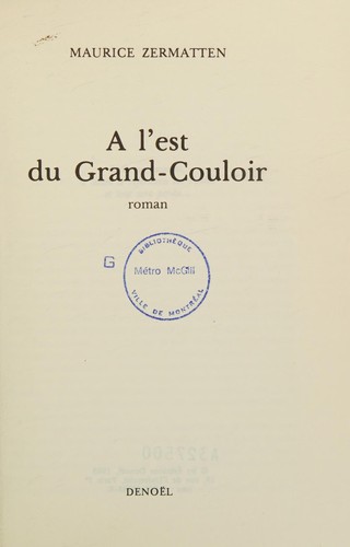 Cover for A l'est du Grand-Couloir