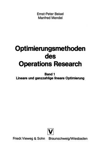 Cover for Optimierungsmethoden des Operations Research