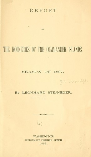 Cover for Report on the rookeries of the Commander Islands
