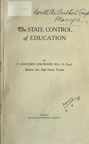 Cover for The State control of education