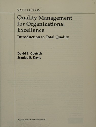 Cover for Quality Management for Organizational Excellence