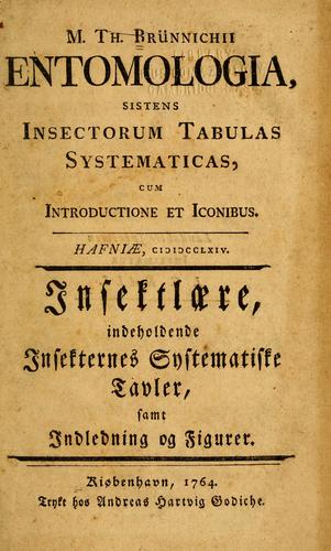 Cover for M. Th. Brünnichii Entomologia