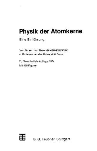 Cover for Physik der Atomkerne
