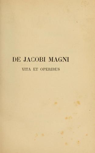 Cover for De Jacobi Magni vita et operibus
