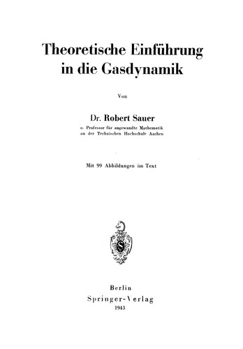 Cover for Theoretische Einführung in die Gasdynamik