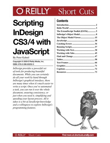 Cover for Scripting InDesign CS3/4 with JavaScript