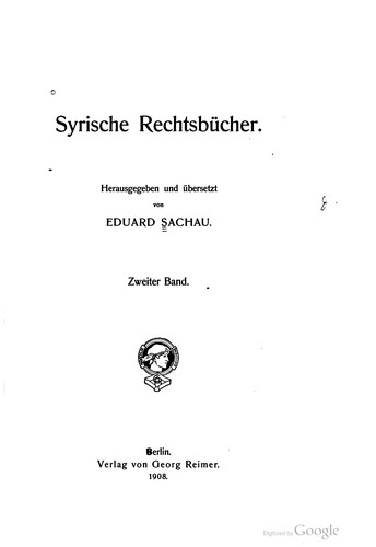 Cover for Syrische rechtsbücher.