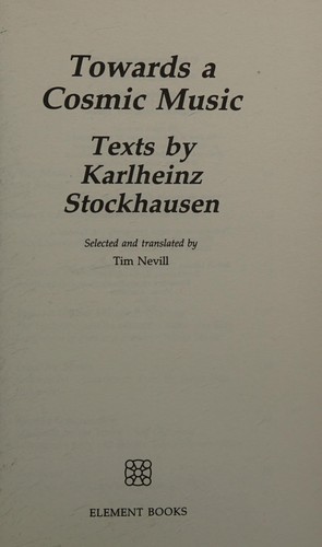 Cover for Towards a cosmic music