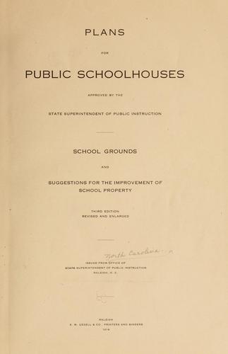 Cover for Plans for public schoolhouses approved by the state superintendent of public instruction