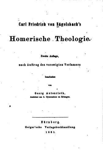 Cover for Homerische Theologie