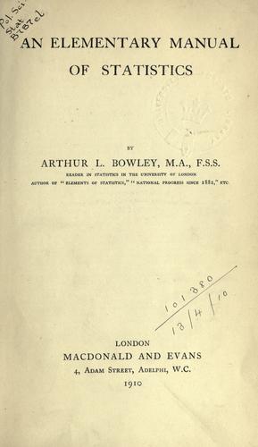 Cover for An elementary manual of statistics.