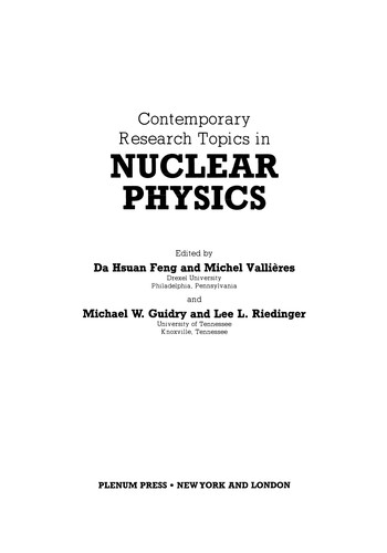 Cover for Contemporary Research Topics in Nuclear Physics