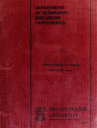 Cover for Energy issues in Canada