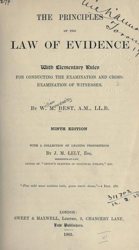 Cover for The principles of the law of evidence