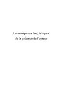 Cover for Les marqueurs linguistiques de la présence de l'auteur