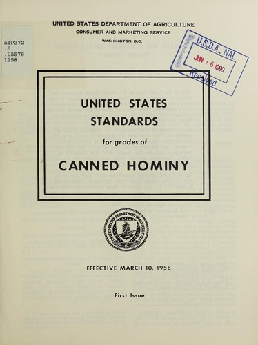 Cover for United States standards for grades of canned hominy