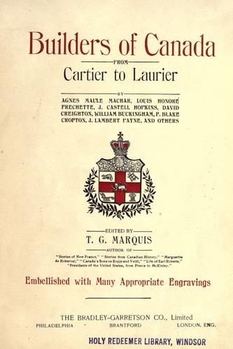 Cover for Builders of Canada from Cartier to Laurier