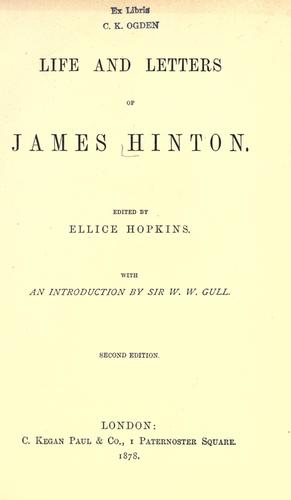Cover for Life and letters of James Hinton