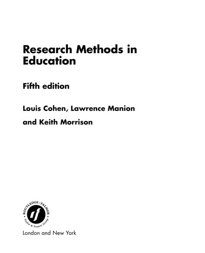 Cover for Research methods in education.