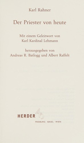 Cover for Der Priester von heute