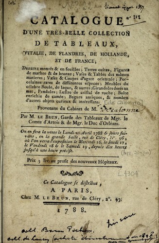 Cover for Très-belle collection de tableaux, d'Italie, de Flandres, de Hollande, et de France