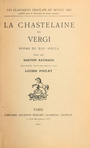 Cover for La chastelaine de Vergi