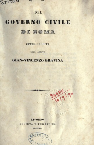 Cover for Del governo civile di Roma