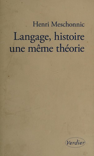 Cover for Langage, histoire, une même théorie