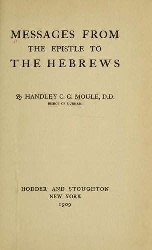 Cover for Message from the epistle to the Hebrews