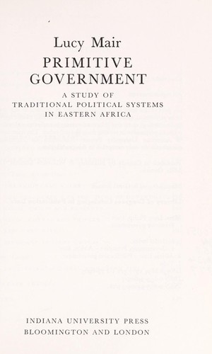 Cover for Primitive governments