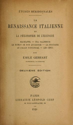 Cover for La renaissance italienne et la philosophie de l'histoire