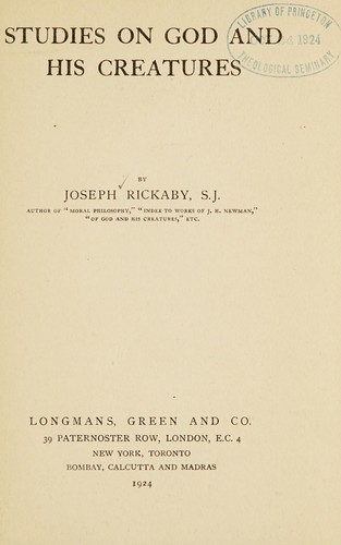 Cover for Studies on God and His creatures