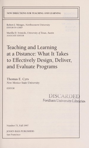 Cover for Teaching and learning at a distance