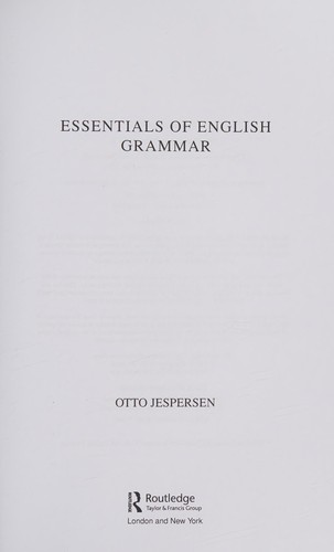 Cover for Essentials of English Grammar