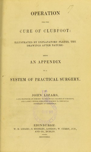 Cover for Operation for the cure of clubfoot