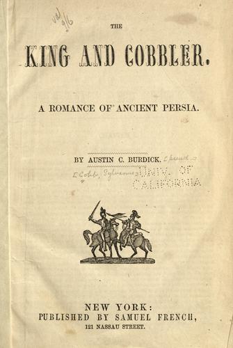 Cover for The king and cobbler.