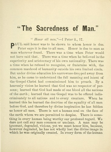 Cover for The "sacredness of man"