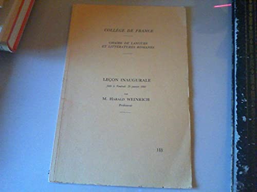 Cover for Leçon inaugurale