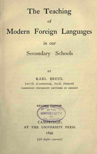 Cover for The teaching of modern foreign languages in our secondary schools.