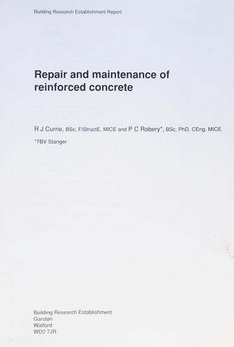 Cover for Repair and Maintenance of Reinforced Concrete (Building Research Establishment Report)