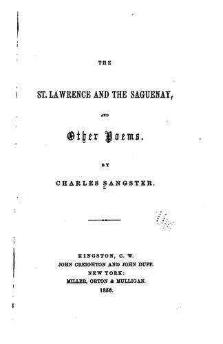Cover for The St. Lawrence and the Saguenay