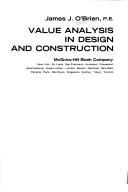 Cover for Value analysis in design and construction