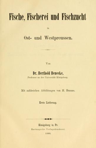 Cover for Fische, Fischerei und Fischzucht in Ost- und Westpreussen.