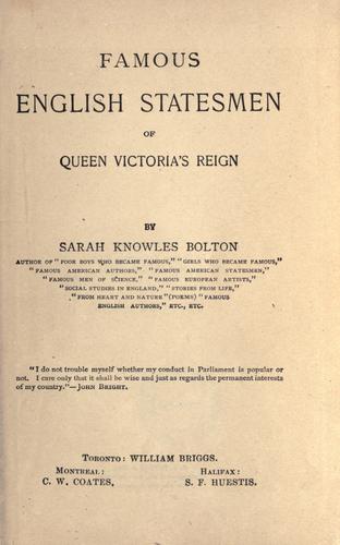 Cover for Famous English statesmen of Queen Victoria's reign