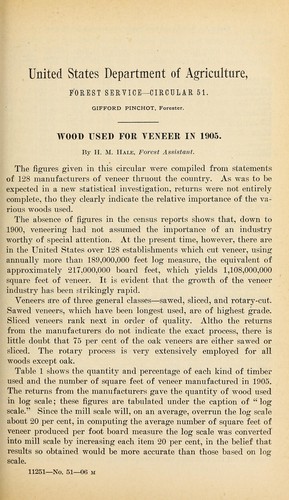 Cover for Wood used for veneer in 1905