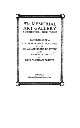 Cover for Catalogue of a collection of oil paintings by the Canadian "Group of Seven" and water-colors by nine American artists